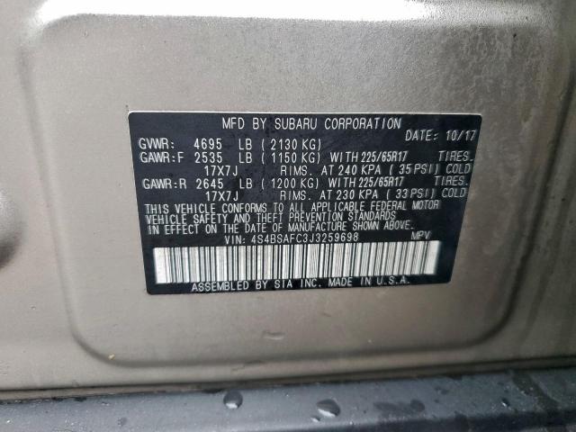 Subaru Outback 2.5i Premium Image 9